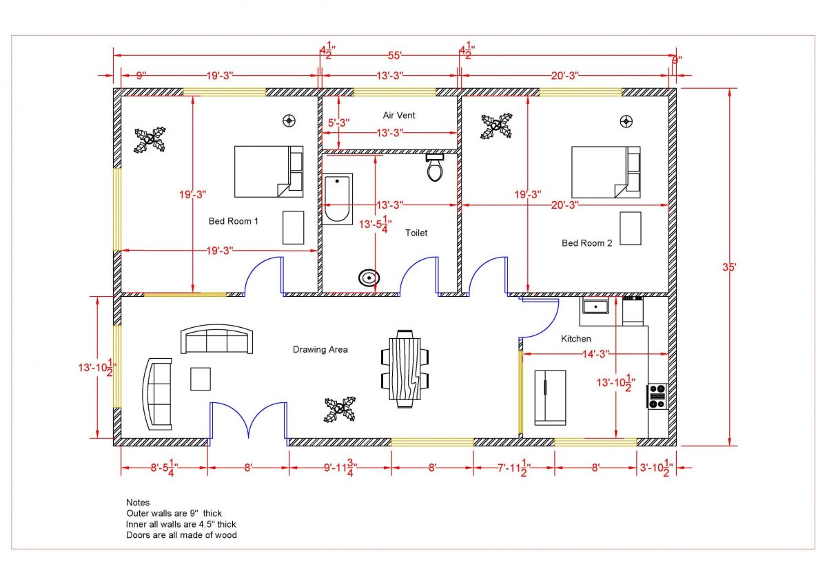How to make House Floor Plan in AutoCAD - Learn