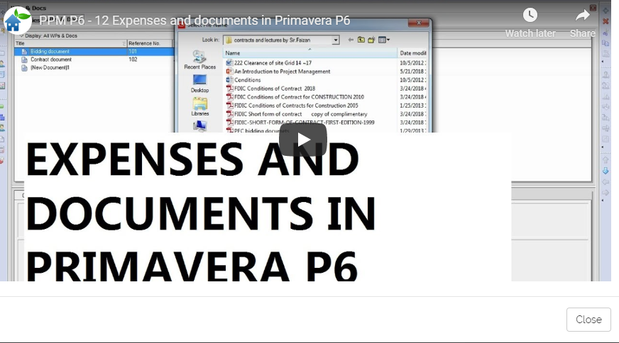 PRIMAVERA P6 TRAINING -12 Expenses and documents in Primavera P6 1