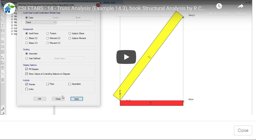 Analysis of Simple Truss by using ETABS (Stiffness Method) - Strcutural Analysis by R C Hibbeler 2