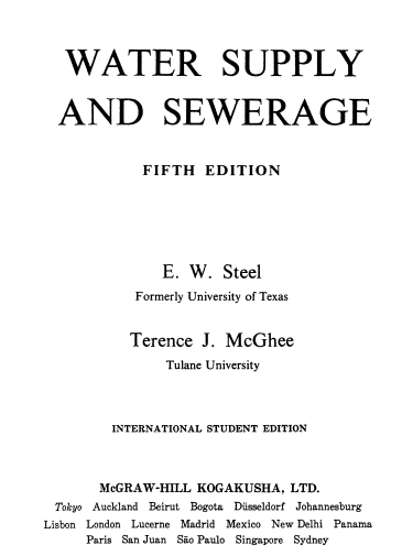 Water Supply and Sewerage Book by E. W. Steel and Terence J. McGhee 19