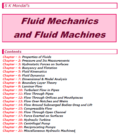 Fluid Mechanics and Fluid Machines Full Notes by S K Mondal’s 2