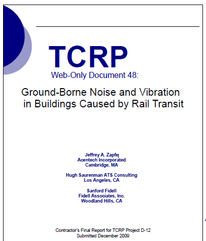 Ground-Borne Noise and Vibration in Buildings Caused by Rail Transit Transit Cooperative Research Program Jeffrey A. Zapfe 2