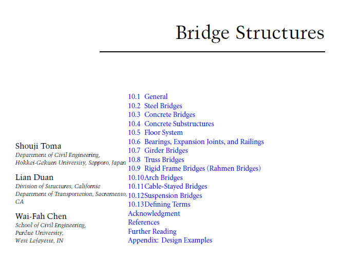 “Bridge Structures” Structural Engineering Handbook by Shouji Toma & Lian Duan 20