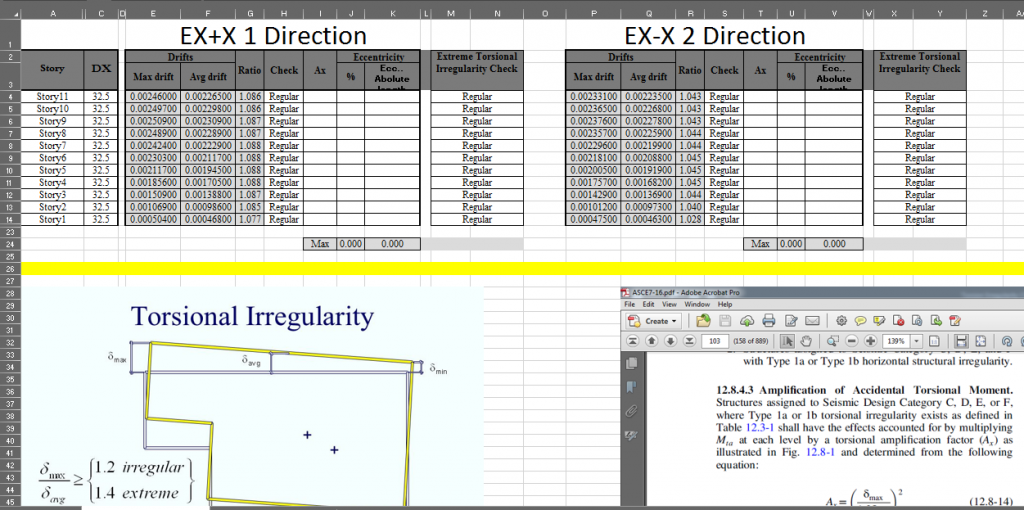 Torsion Irregularity check excel sheet/spreadsheet 2