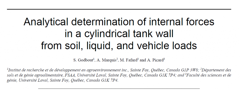 Analytical determination of internal forces in a cylindrical tank wall from soil, liquid, and vehicle loads (RESEARCH ARTICLE) 2
