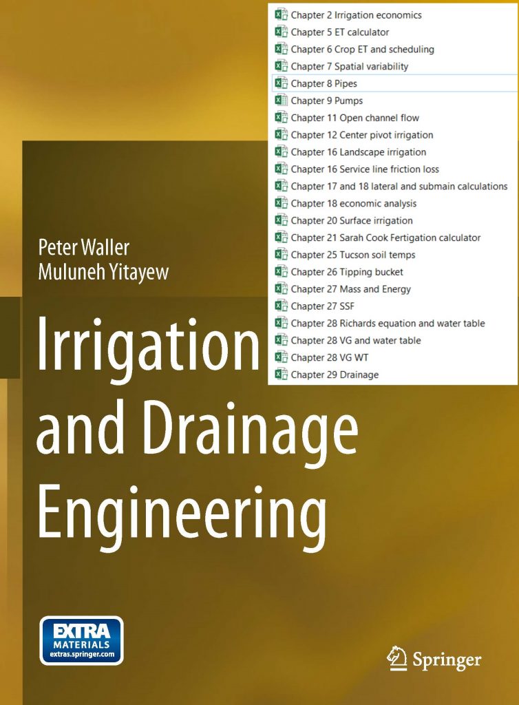 Irrigation and Drainage Engineering by Waller, Peter, Yitayew, Muluneh [Excel Sheets Collection] 12