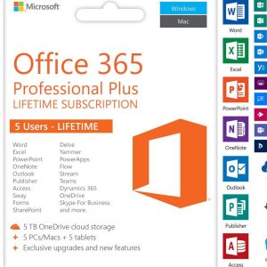 Office 365 lifetime License for 5 Devices PC and Mac office 365 Pro Plus (100% online activation Account+Password)