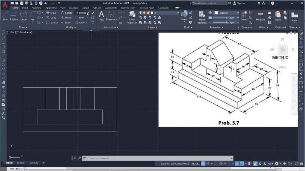 AutoCAD Orthographic Projection Example 2 Multi View Drawing Archives ...