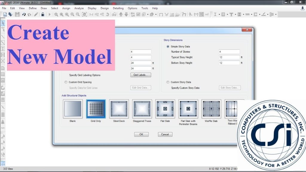 CSI ETABS - 02 - Create New Project - Model | Part 1 11