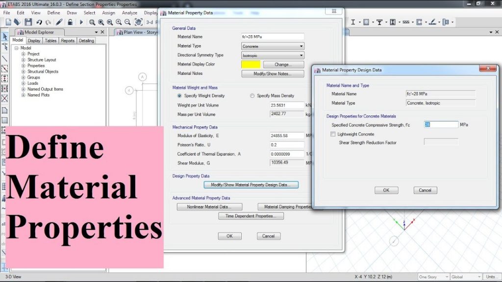 CSI ETABS - 03 - Define material Property | Part 1 9