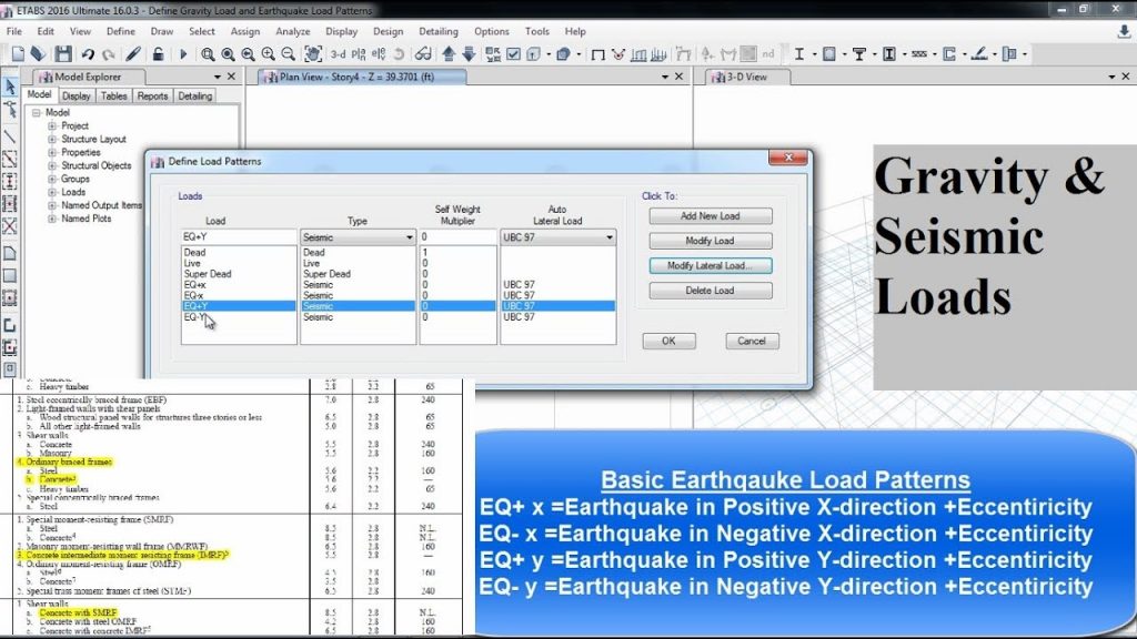 CSI ETABS - 03 - Load Pattern (Gravity Loads + Earthquake (seismic) Loads | Part 3 1