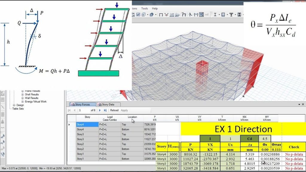 CSI ETABS - 04 - P Delta Analysis (How to include P-delta effects) | Part 1 1