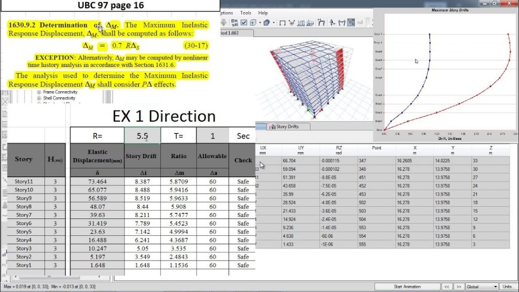 CSI ETABS - 09 - Story Displacement, Story Drift check as UBC 97 | Part 2 1