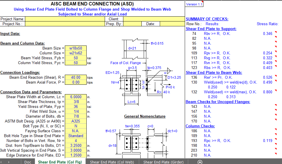 BEAM END CONNECTION USING SHEAR END PLATES 1