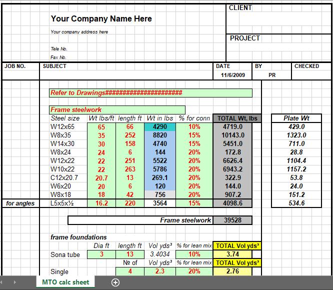 MTO calculation sheet 1