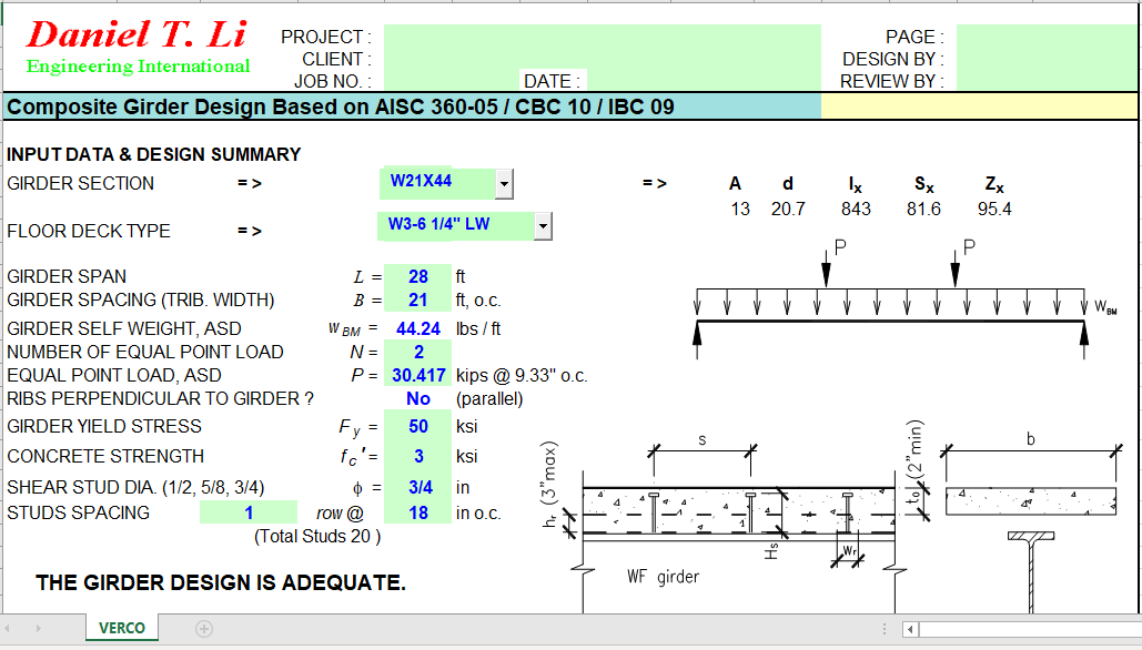 Composite Girder Design Based On Aisc Civil Mdc