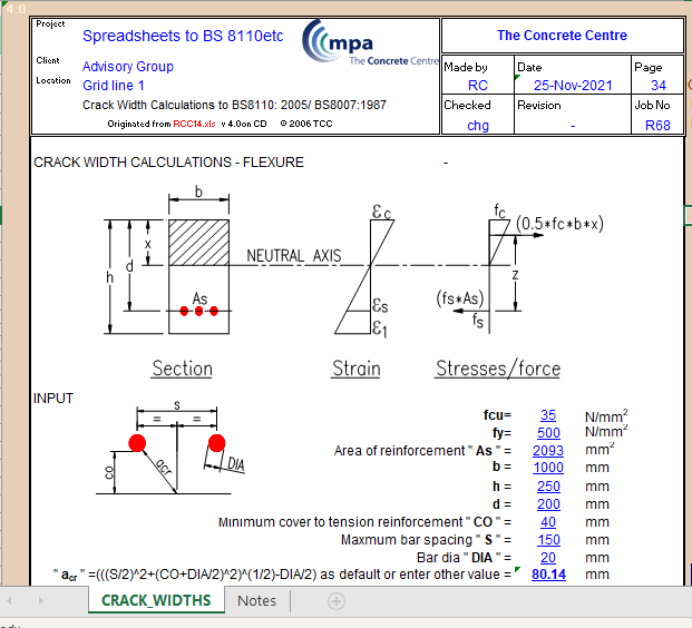 Crack Width Calculations to BS8110: 2005/ BS8007:1987 2