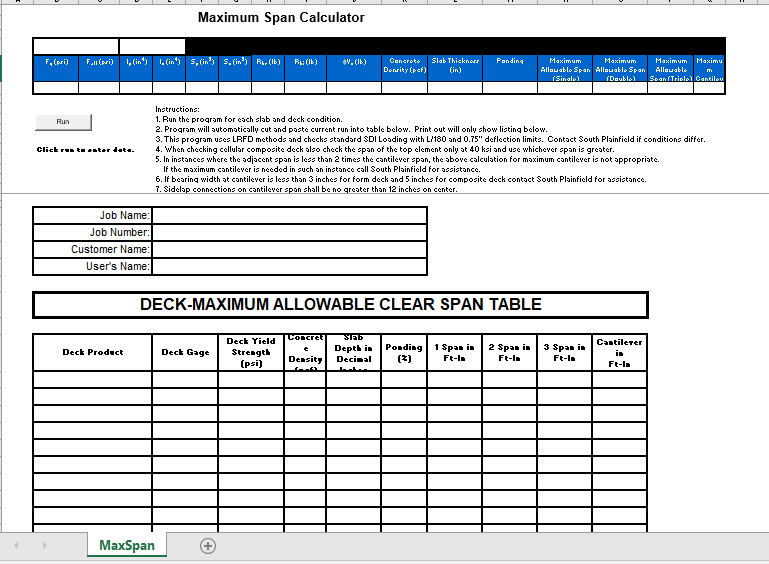 DECK-MAXIMUM ALLOWABLE CLEAR SPAN TABLE 2