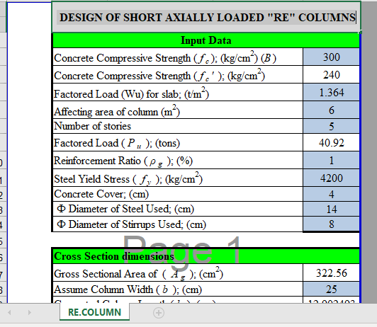 DESIGN OF SHORT AXIALLY LOADED "RE" COLUMNS 2