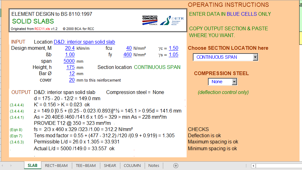 ELEMENT DESIGN to BS 8110:1997 2