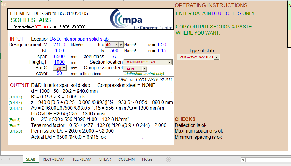 ELEMENT DESIGN to BS 8110:2005 1