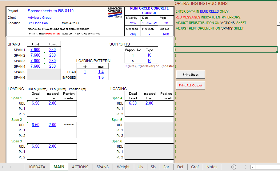 RIGOROUS ONE-WAY SOLID RC SLAB DESIGN to BS 8110:1997 3