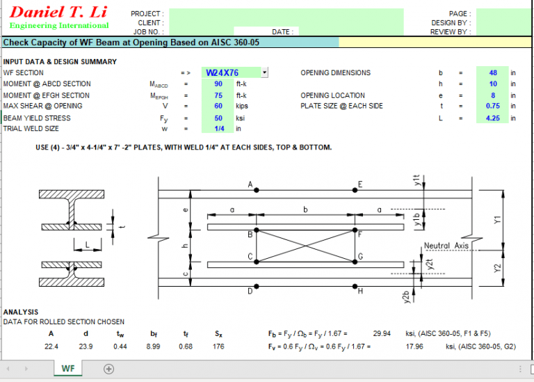 Check Capacity of WF Beam at Opening Based on AISC 360-05 - Civil MDC