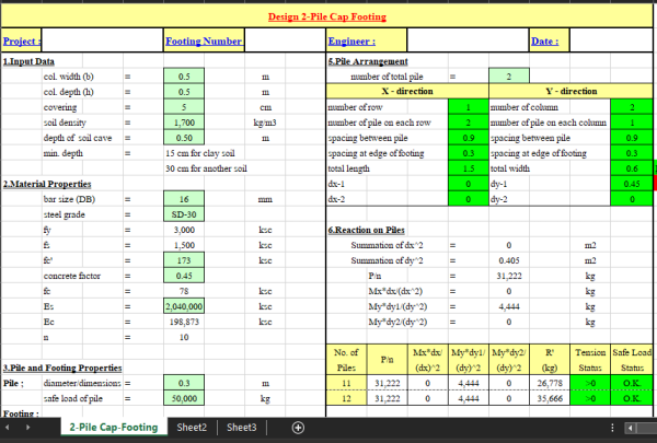 Design 2-Pile Cap Footing - Civil MDC