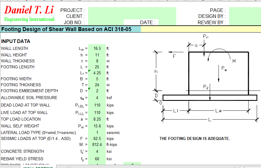 Footing Design of Shear Wall Based on ACI 318-05 2
