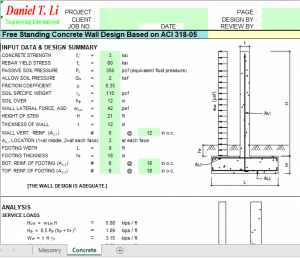 Free Standing Concrete Wall Design Based on ACI 318-05 - Civil MDC