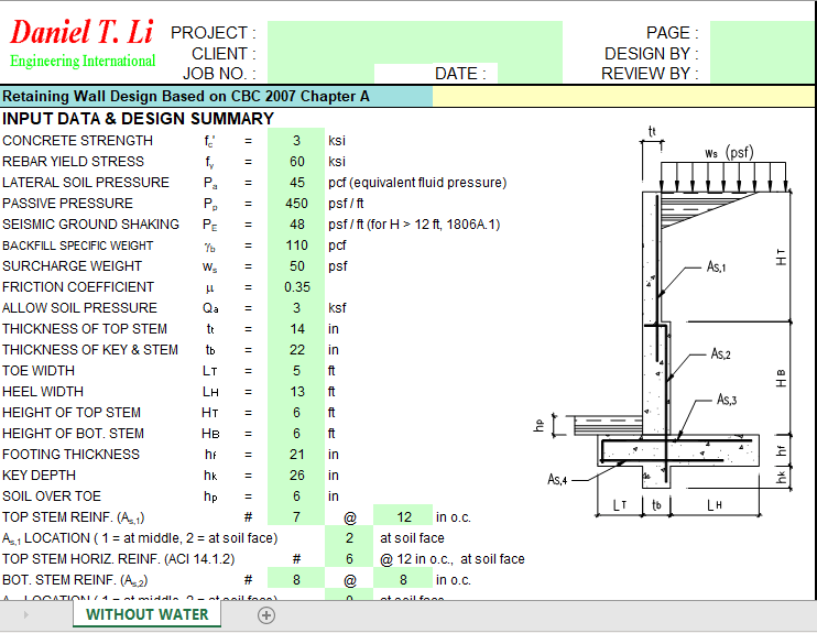 Retaining Wall Design Based on CBC 2007 Chapter A 2