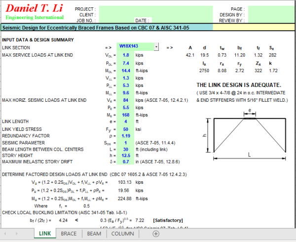 Seismic Design For Eccentrically Braced Frames Based On CBC 07 & AISC ...