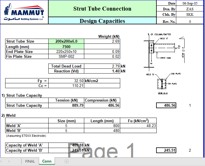 Strut Tube Connection Design Capacities 2