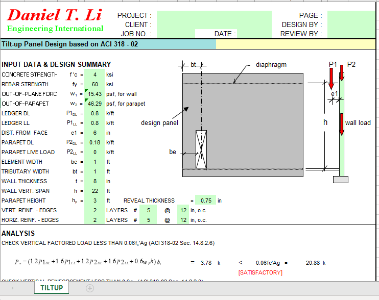 Tilt-up Panel Design based on ACI 318 - 02 2