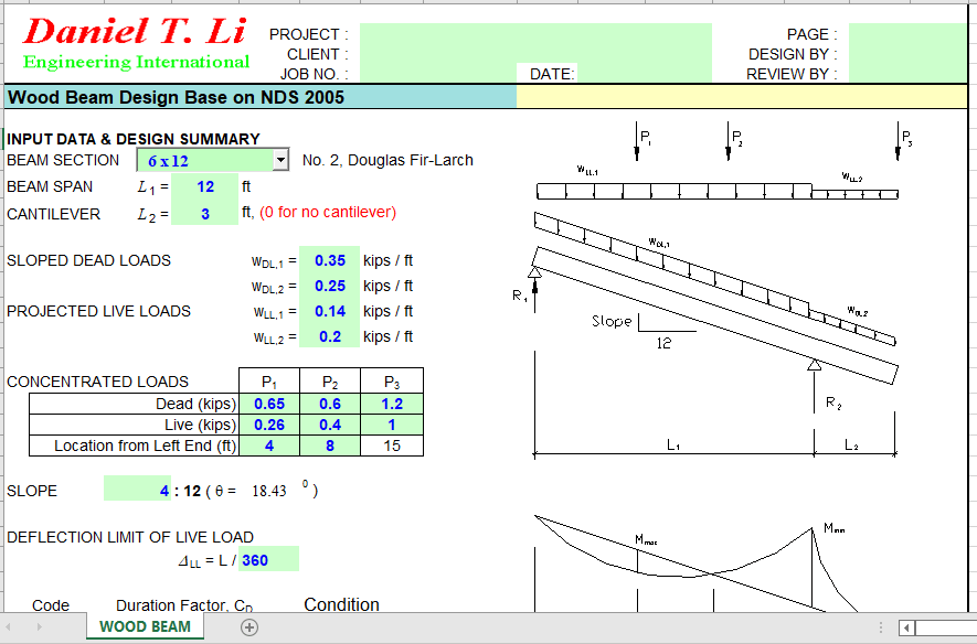 Wood Beam Design Base on NDS 2005 2