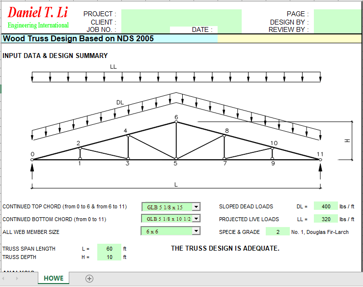 Wood Truss Design Based on NDS 2005 1