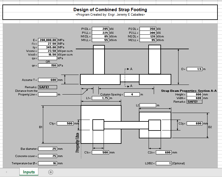 Design of Combined Strap Footing 2