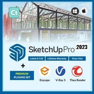 Sketch Up Pro 2023 | 2022 | 2021 Full Package Bundle + Vray 6 + Enscape 3.4 + Thea Render 3.5 [Lifetime & Full] 1