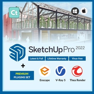 Sketch Up Pro 2022 Full Package Bundle + Vray 5 + Enscape 3 + Thea Render [Windows/Mac/M1Chip][Lifetime & Full] 1