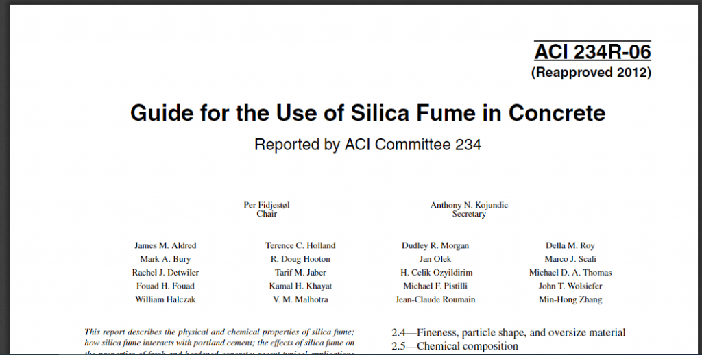 Guide for the Use of Silica Fume in Concrete 2