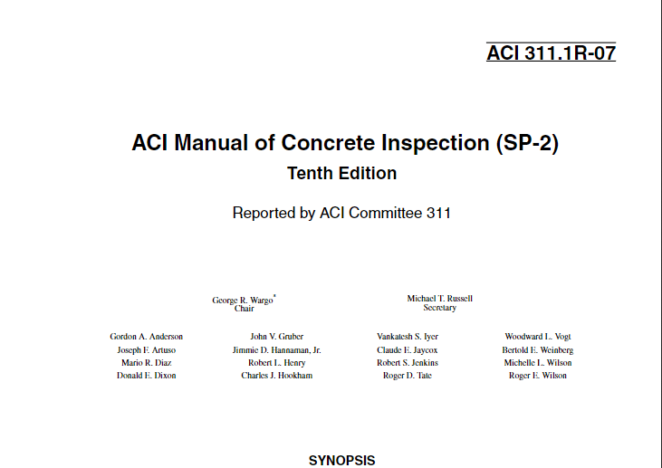 ACI Manual of Concrete Inspection (SP-2) 2