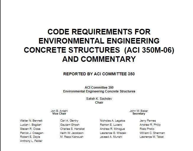 CODE REQUIREMENTS FOR ENVIRONMENTAL ENGINEERING CONCRETE STRUCTURES (ACI 350M-06) AND COMMENTARY 2