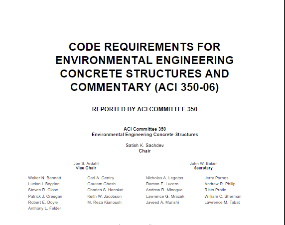 CODE REQUIREMENTS FOR ENVIRONMENTAL ENGINEERING CONCRETE STRUCTURES AND COMMENTARY (ACI 350-06) 2