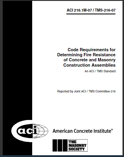 Code Requirements for Determining Fire Resistance of Concrete and Masonry Construction Assemblies 1