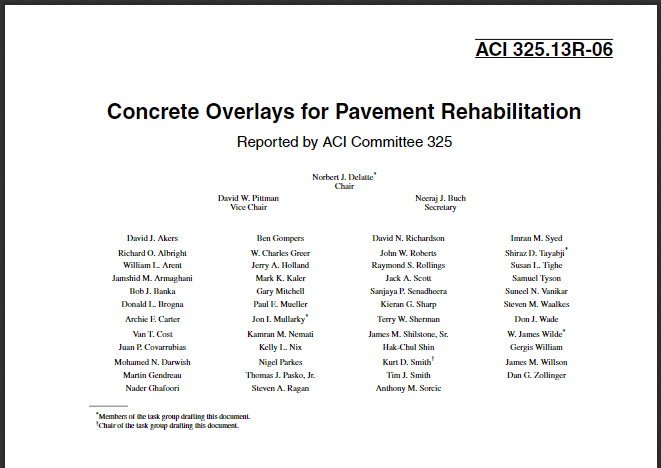 Concrete Overlays for Pavement Rehabilitation (ACI 325.13R-06) 2