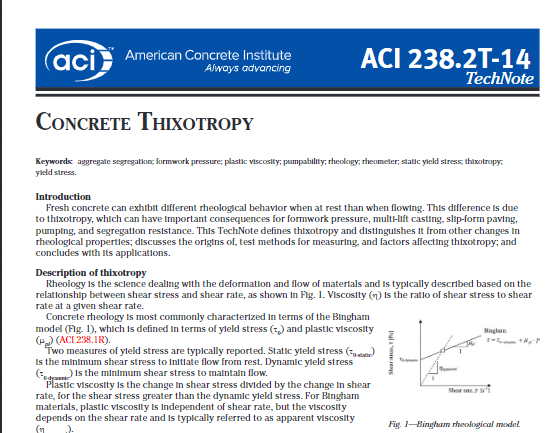 Concrete Thixotropy (ACI 238.2T-14) 2