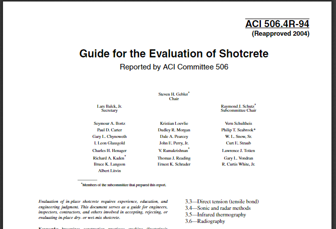 Guide for the Evaluation of Shotcrete (ACI 506.4R-94) 14