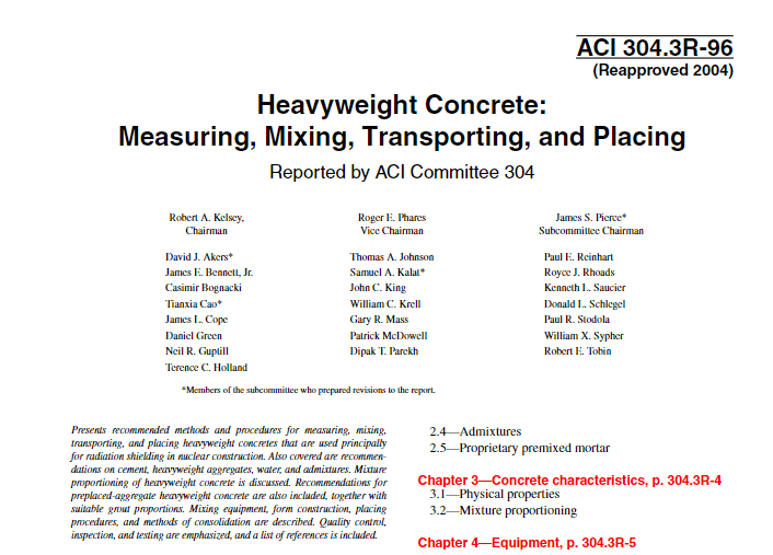 Heavyweight Concrete: Measuring, Mixing, Transporting, and Placing 2