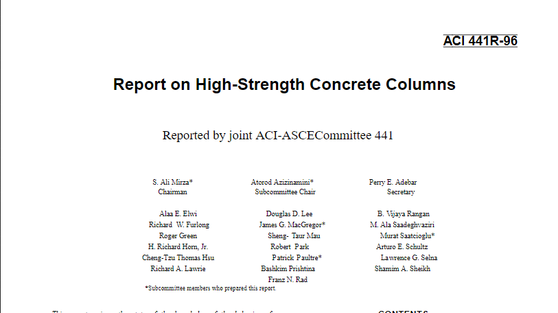 Report on High-Strength Concrete Columns 2