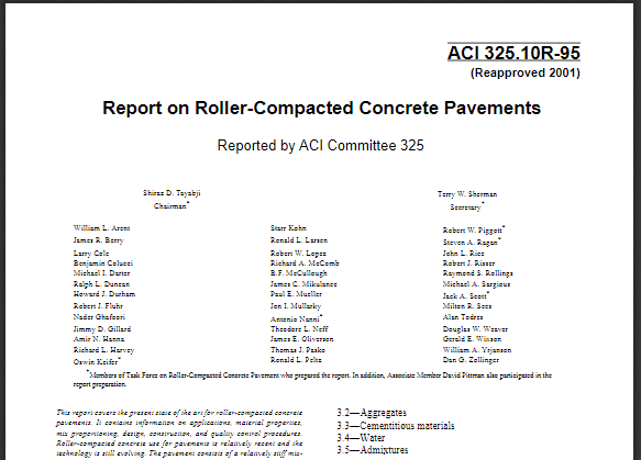 Report on Roller-Compacted Concrete Pavements (ACI 325.10R-95) 12